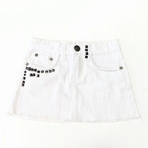 Vigoss Girls White Denim Mini Skirt with Studs